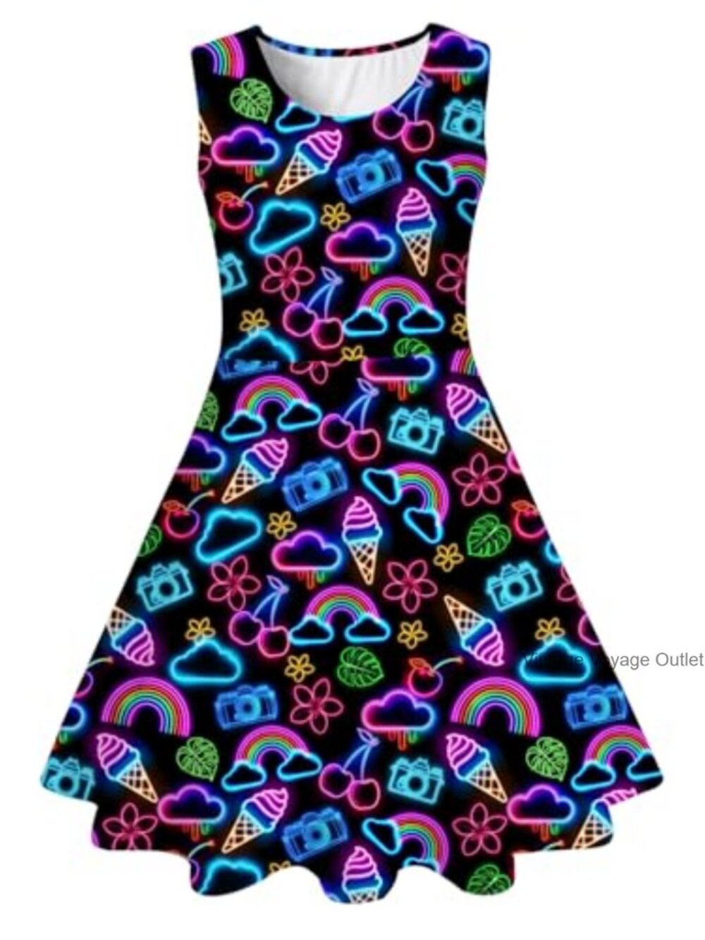 Girls Knee Length Mermaid Sundress Sleeveless Polyester Summer Casual